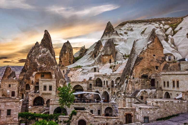Panoramica della Cappadocia al tramonto